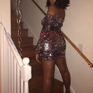 Silver & Pink sequin dress